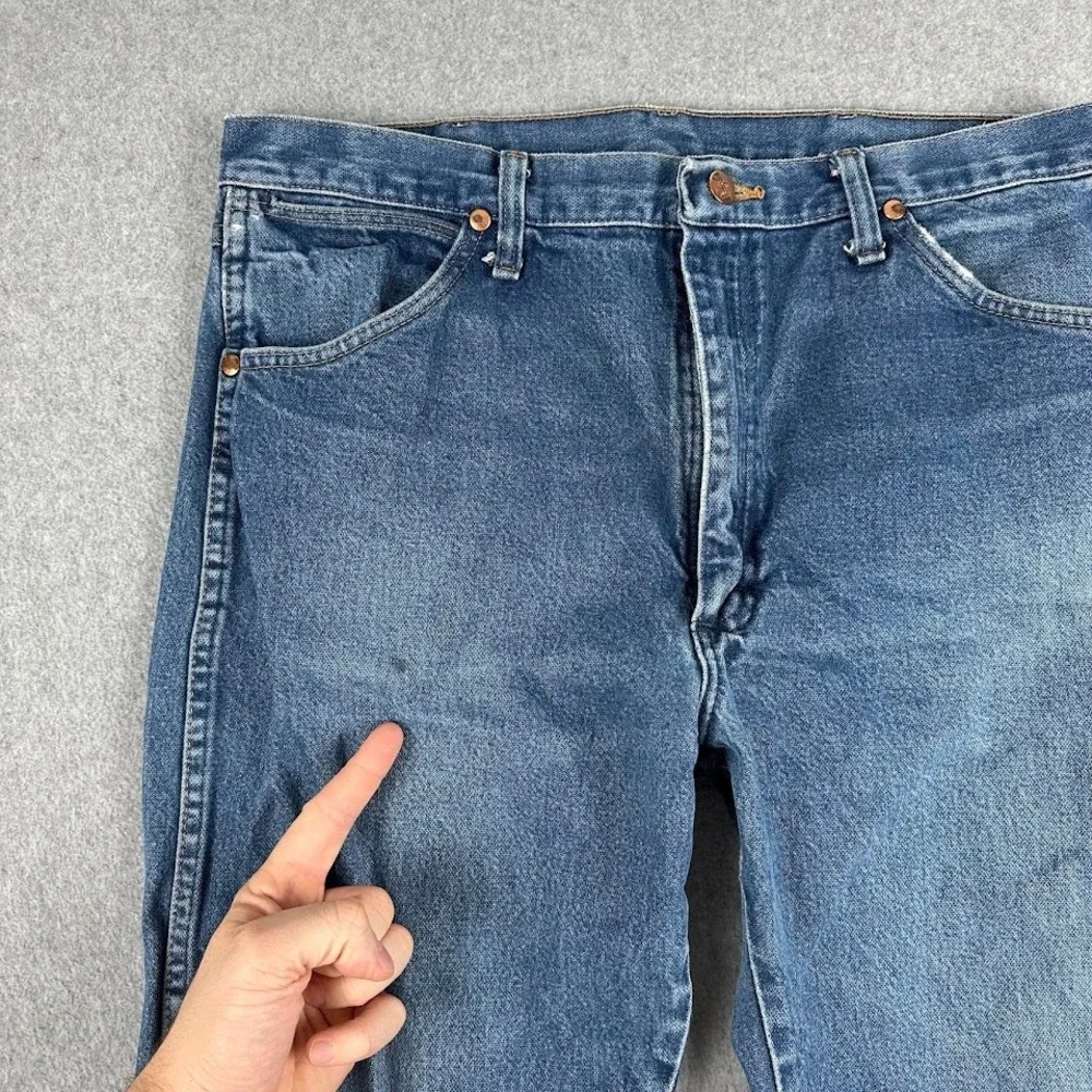 Wrangler Jeans‎ Mens Blue Denim Straight Leg Classic Fit 38x32 Western Rodeo Cow